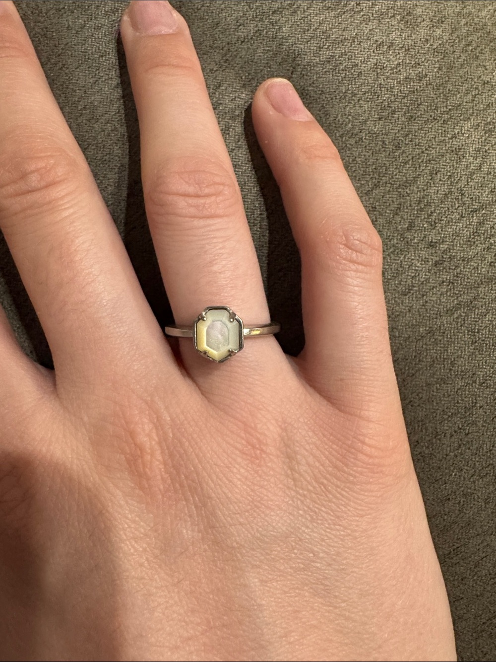 Kendra Scott Hexagon Moonstone Ring in White-Opal Sheen